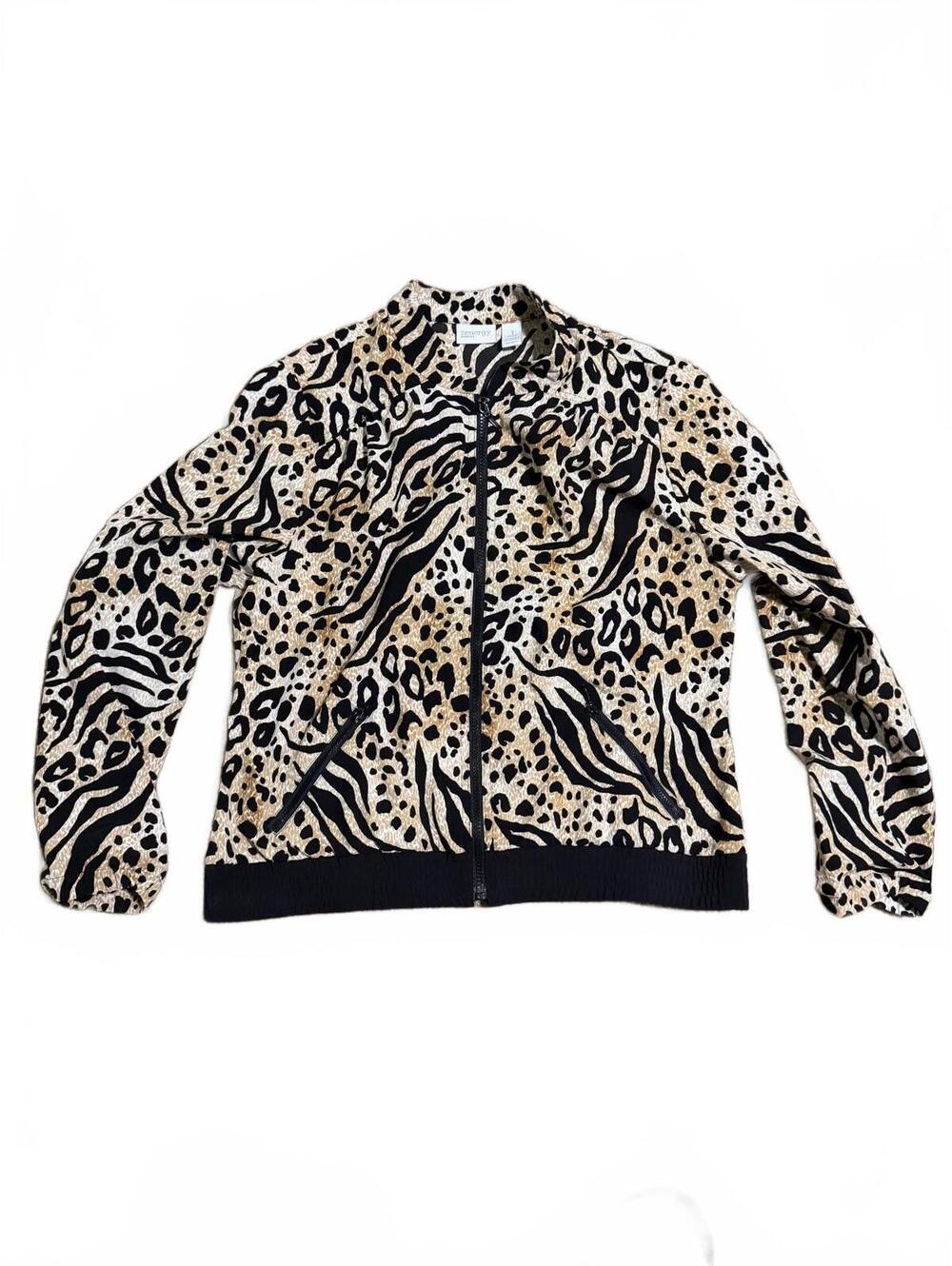 Zenergy by Chico's Animal Print Zip-Up Jacket Size 1